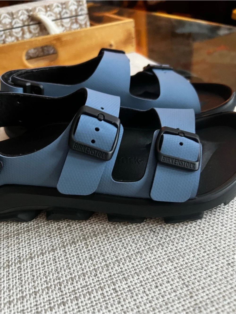 Birkenstock Mogami Women's Terra Birko-Flor Sandals in Blue and Black